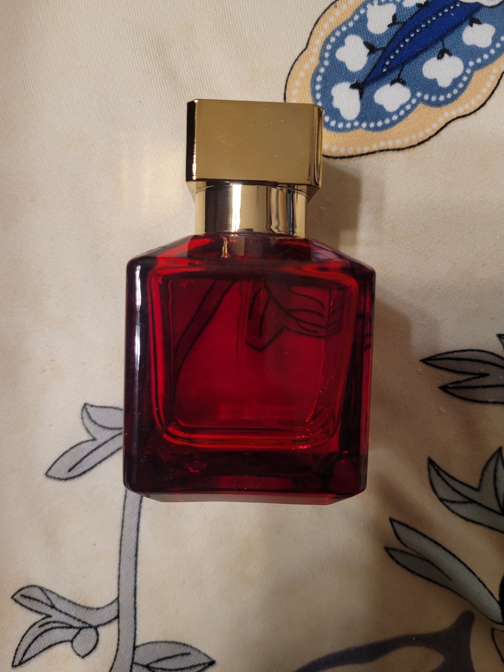 Red Women’s Fragrance Bottle - Elegant Gold Cap...Dupe Bacarrat Rouge 1.2 Oz